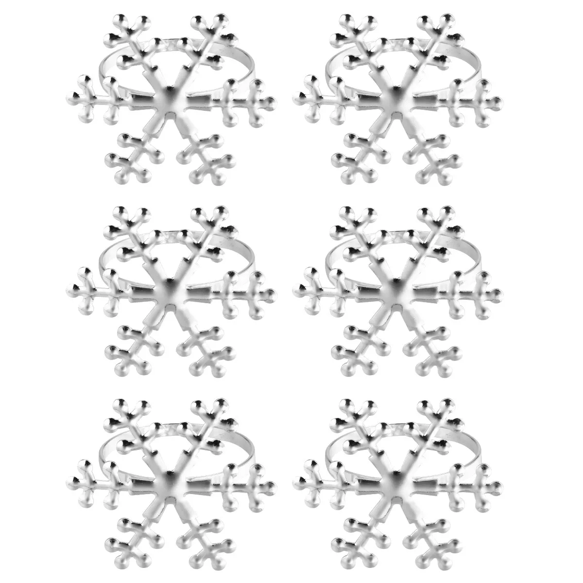 6Pcs Snowflake Shaped Napkin Ring Alloy Napkin Ring Holder for Christmas Wedding Banquet Dinner Party Elegant Table Decoration