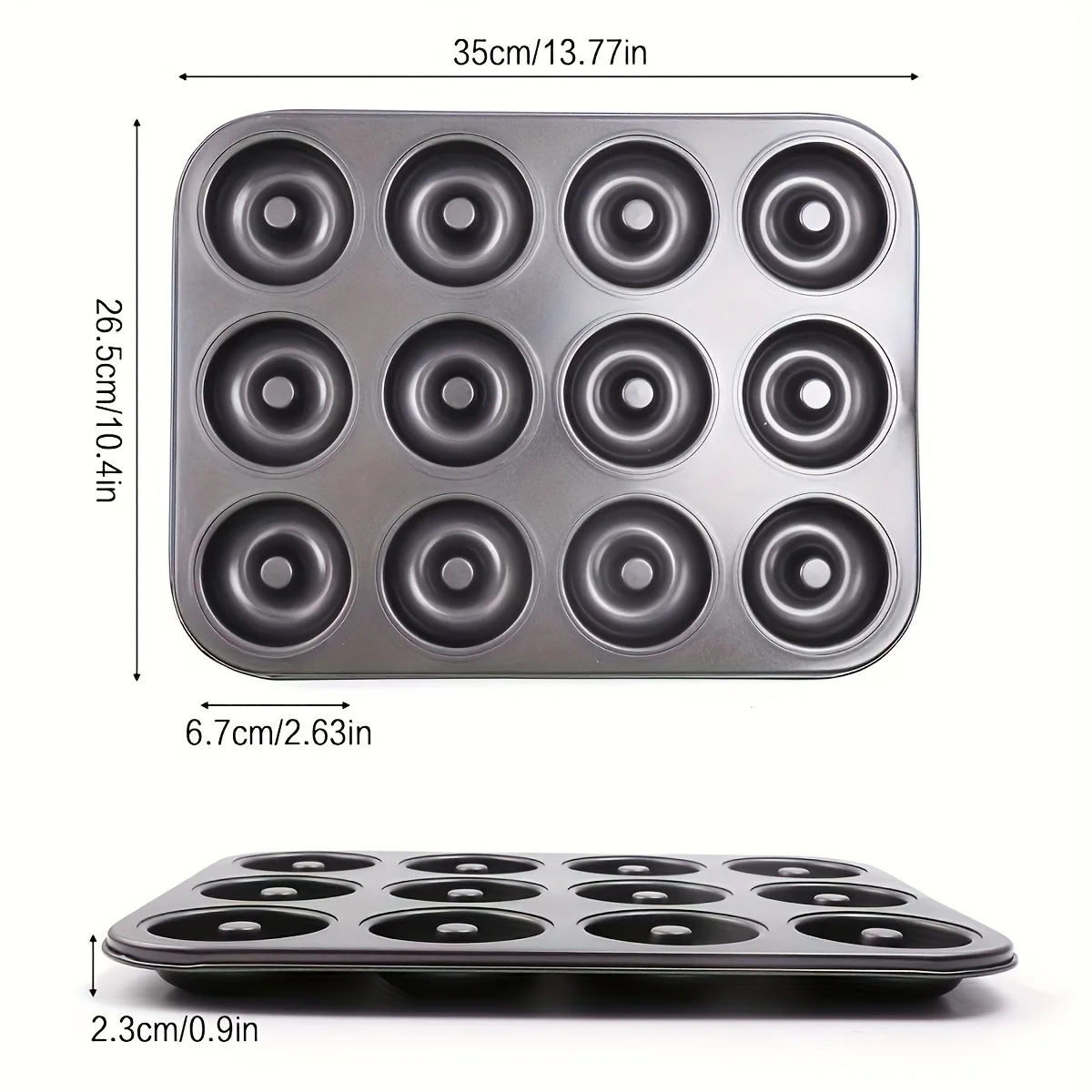 

2pcs 12-Cavity Non-Stick Donut Pan, Carbon Steel Donut Baking Pan for Muffin, Cake, Dessert,Mini Bagel Mold Donut Trays for Oven