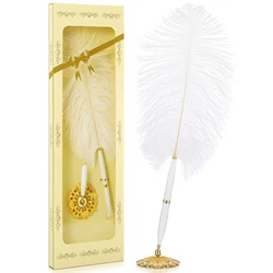 Ballpoint Pen Bride Wedding Guest Book Ostrich for Reception Custom Stick with Metal Stand