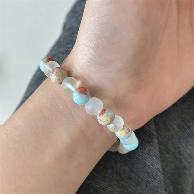 1 قطعة دي نبضية دي cuentas de cuarzo aura y sedimentos oceánicos - للجنسين - Joyeria de cristal homog - Trae la abundancia