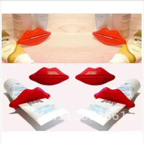 Top 2Pcs Hot Sale Sexy Lip Kiss Bathroom Tube Dispenser Toothpaste Cream Squeezer Home Tube Rolling Holder Squeezer