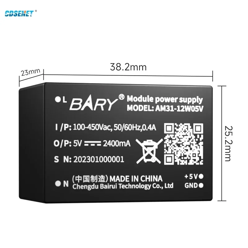 AC-DC Buck Converter Power Supply Module CDSENET AM31-12W05V 12W 5V Low Power Safe Isolation High Reliability