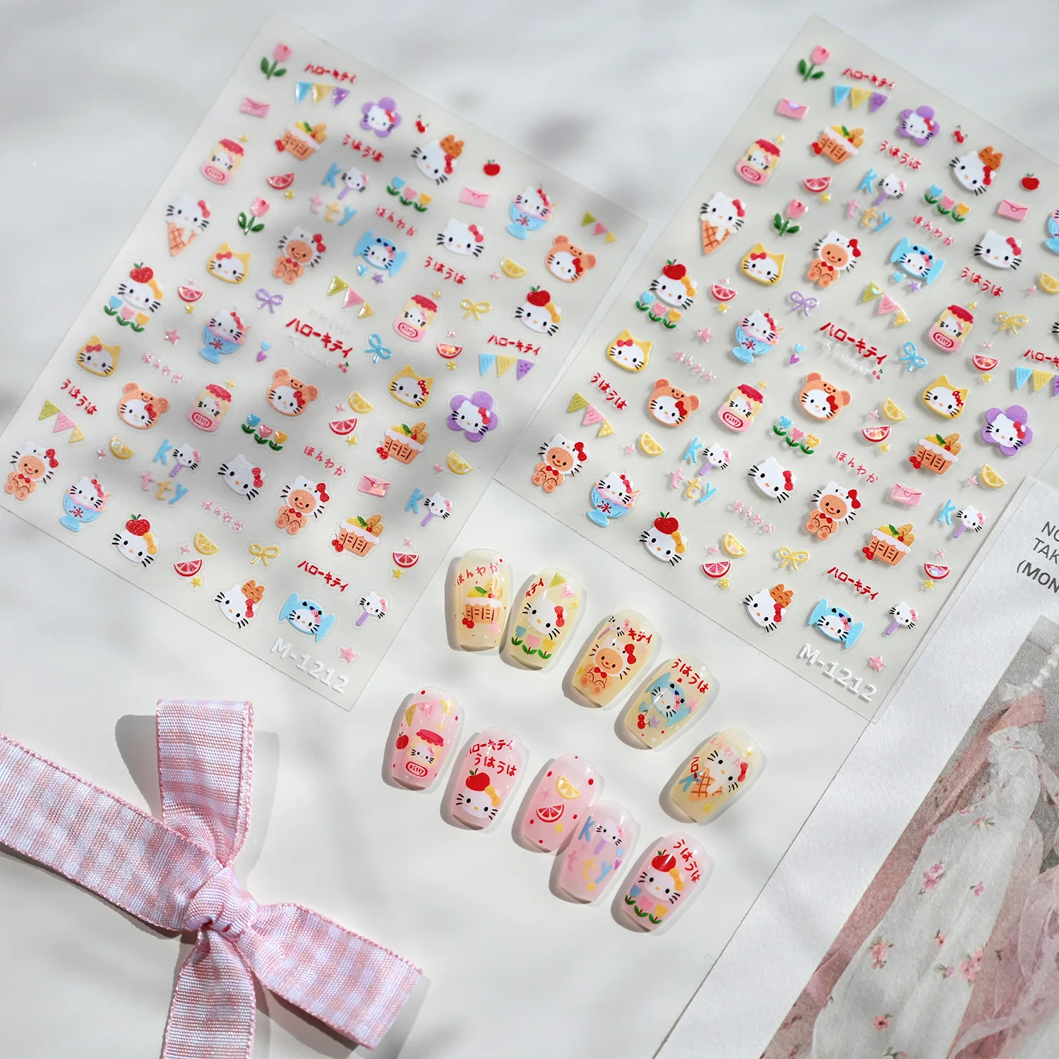 

Sanrio японские мультяшные милые наклейки для ногтей Hello Kitty стекло сломанные украшения для дизайна ногтей тонкие лезвия наклейки для ногтей