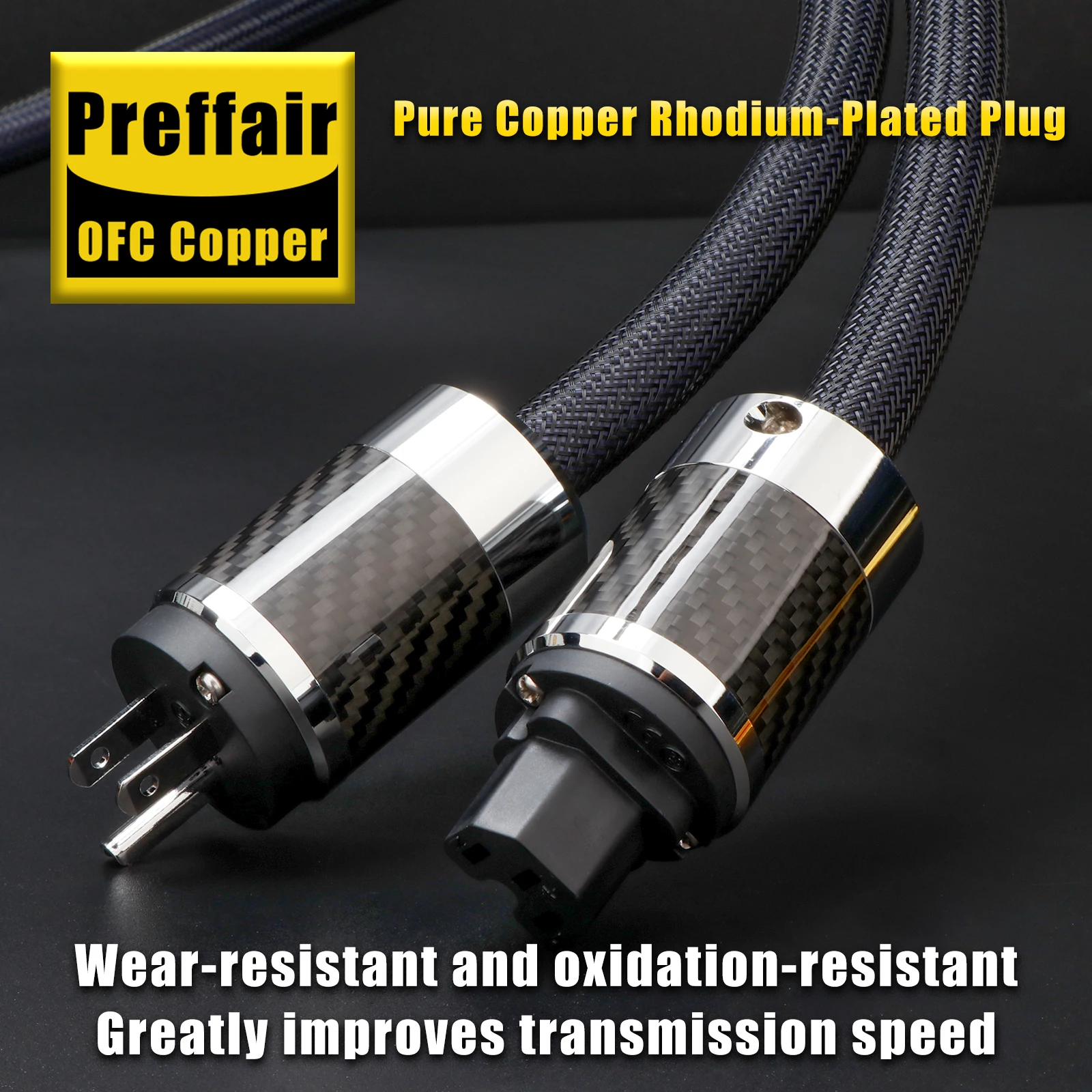 Preffair hifi كابل الطاقة 7N OCC & OFFC كابل الصوت الراقية الاتحاد الأفريقي/الاتحاد الأوروبي/الولايات المتحدة ألياف الكربون المكونات الروديوم مطلي المكونات سلك الطاقة