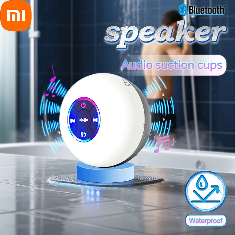Xiaomi Mini Bluetooth Speaker Shower Subwoofer Tahan Air Handsfree Loudspeaker Dengan Suction Cup Mic Untuk Kamar Mandi Kolam Renang Pantai Mobil
