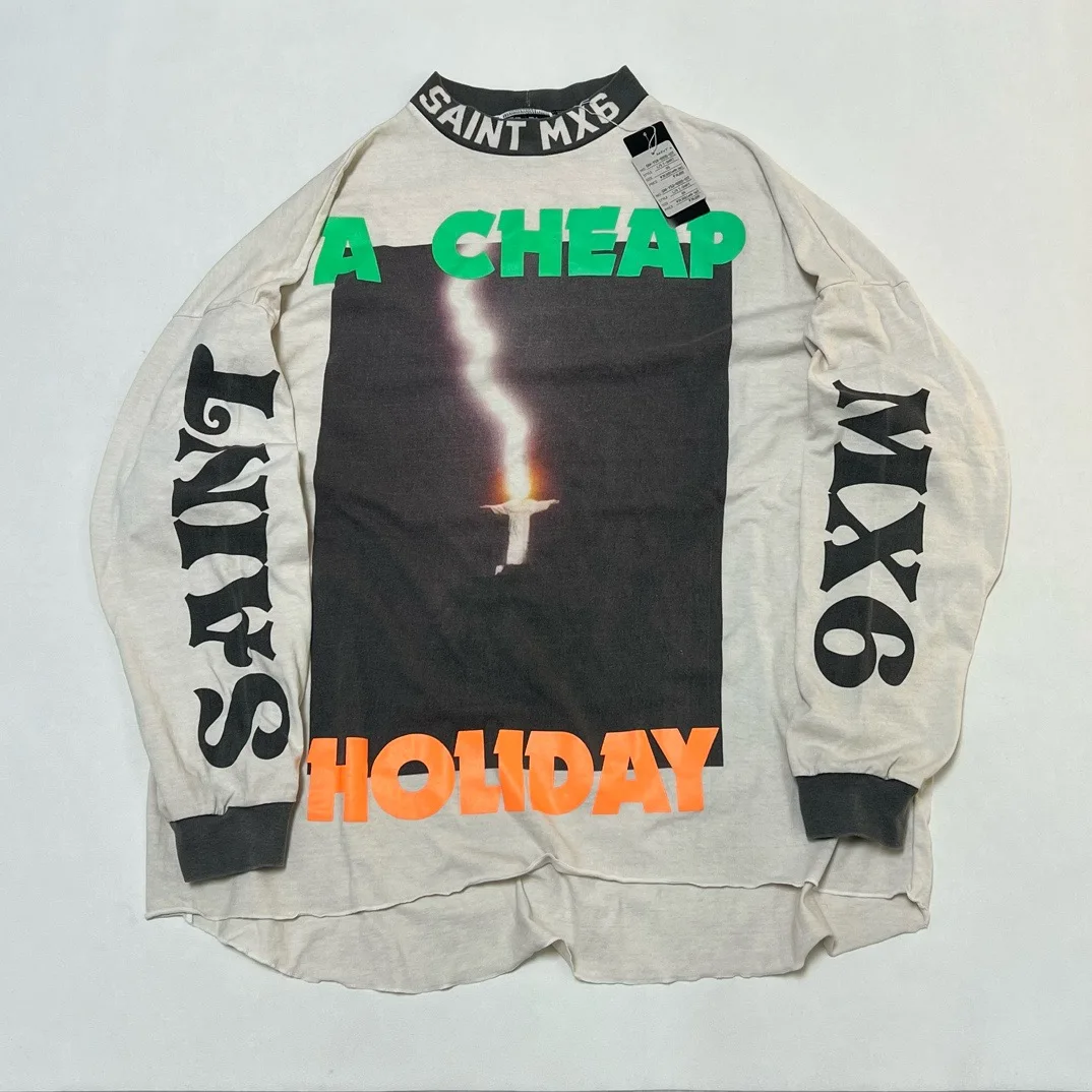 

Saint Mxxxxxx Lightning Palm Print Long Sleeve Shirt Casual Oversized Tees T-shirt for Men Streetwear Clothing Women's Clothes