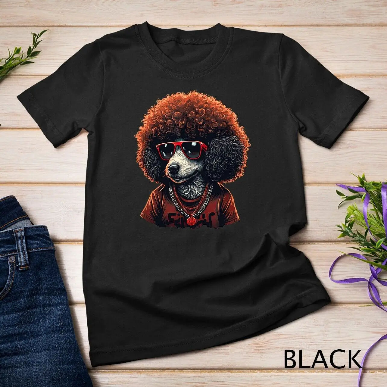 Funny Poodle Dog Miniature Poodle Toy Poodle Retro Sunset T-Shirt Unisex T-shirt