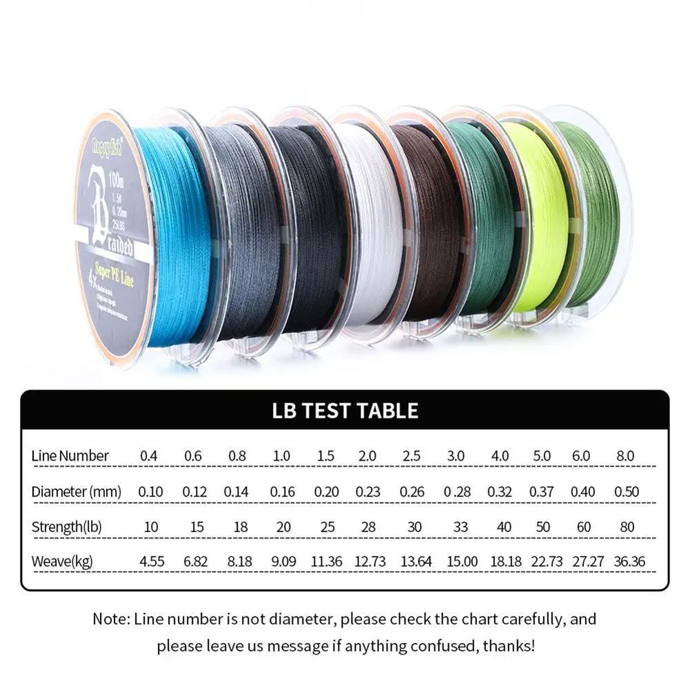 YOUZI 100m/109yds 4 Strands Braided Fishing Line 10lb-80lb Super Strong Anti-bite Wear-resistant Lure Fishing Wire