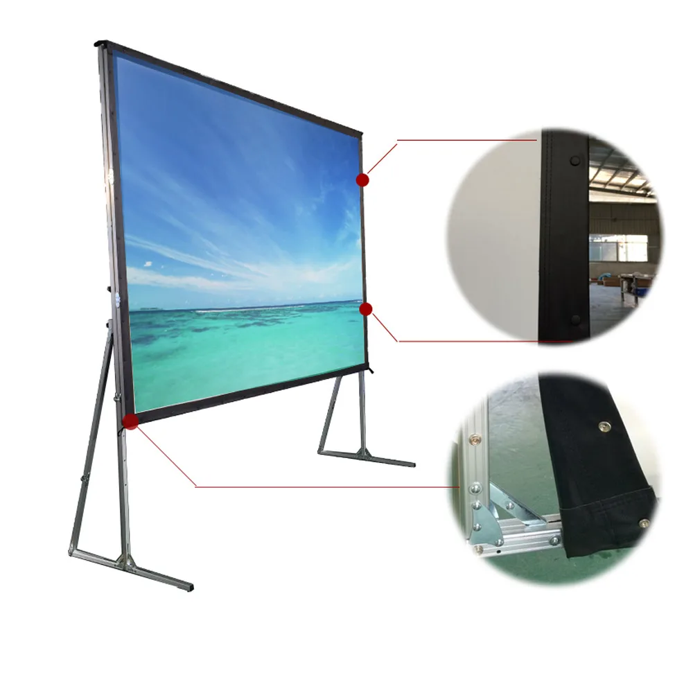 202684-100 Inch Long Throw Electric Outdoor Fast-Fold Projection Screen 16:9 Aluminum Alloy Frame for Home Office & Outdoor Usep