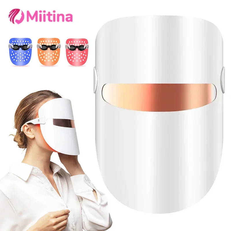 3-kleuren Photon Facial LED-masker Therapie Anti-aging Gezicht Hals Schoonheidsmasker Ontspanning Behandeling Anti-rimpel Huidverzorging Whitening