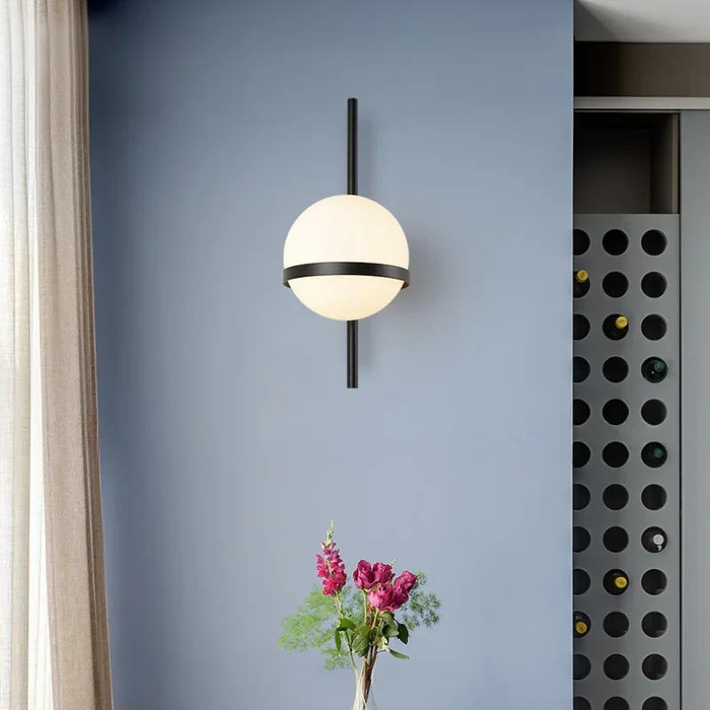 Imagem -05 - Modern Bedside Wall Light Vidro Redondo Bola Luzes Led Home Decor Sala de Estar Corredor Luminária Interior Iluminação Wall Sconce