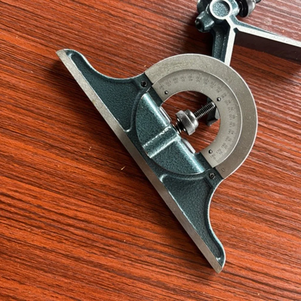 4pcs Carbon Steel Combination Angle Square Set 0-180° Universal Bevel Protractor Kit DIN Grade Adjustable