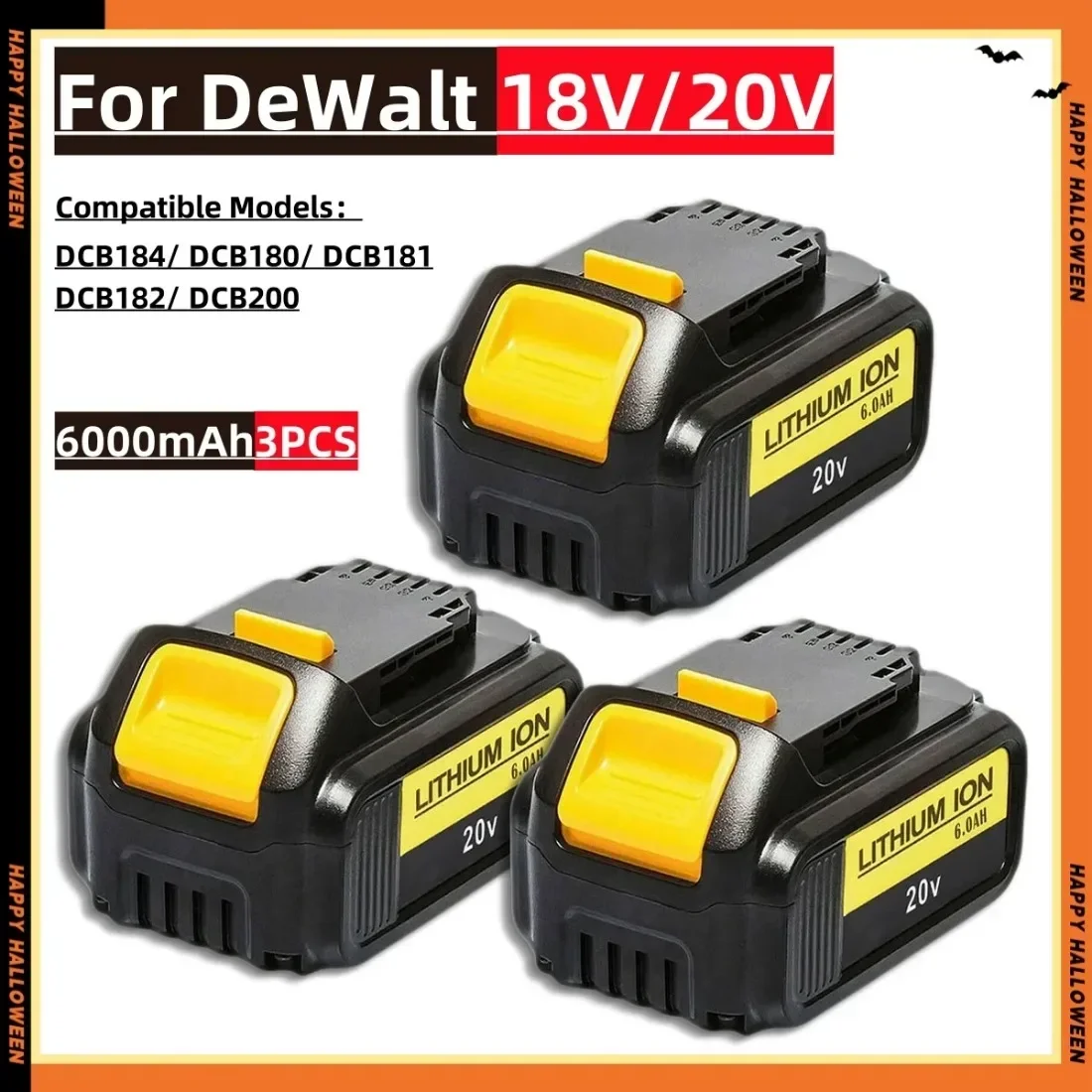 

Original DCB200 18V 18000mAh Lithium Replacement Battery For Dewalt 18V DCB184 DCB200 DCB182 DCB180 DCB181 DCB182 DCB201 DCB206