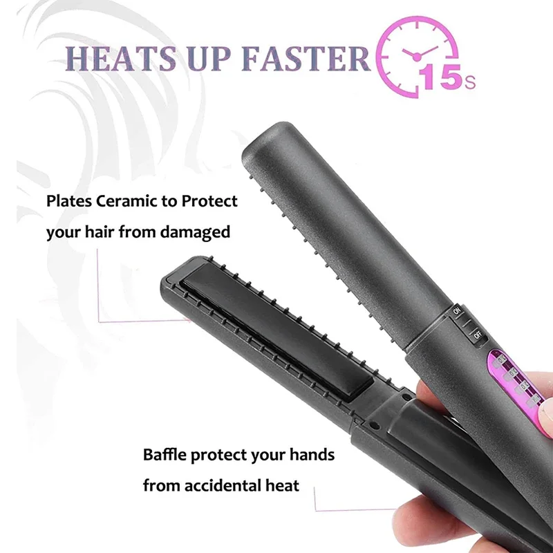 مكواة فرد الشعر الكهربائية اللاسلكية 2 في 1 قابلة لإعادة الشحن للسفر للاستخدام المزدوج مكواة فرد الشعر المستقيمة ومكواة تجعيد