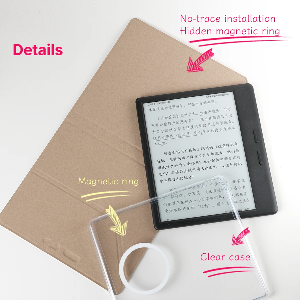Murmole Hand-Drawn Illustration Magnetic Detachable Case suit for Musnap Ocean Oceanc iReader Ocean5pro 7 Inch Stand Smart Cover