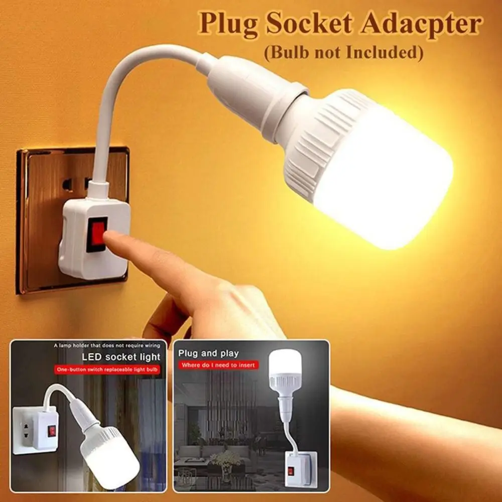 

Portable Flexible E27 Lamp Base Direct Plug-in Rotary Lamp Bulb Extension Holder Light Adapter Plug