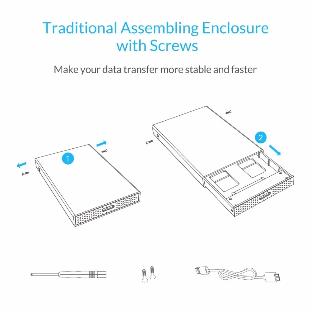 ORICO-Boîtier de disque dur SATA vers USB 3.0, 2.5 pouces, en aluminium, HDD/SDD, prend en charge UASP, 2.5 pouces