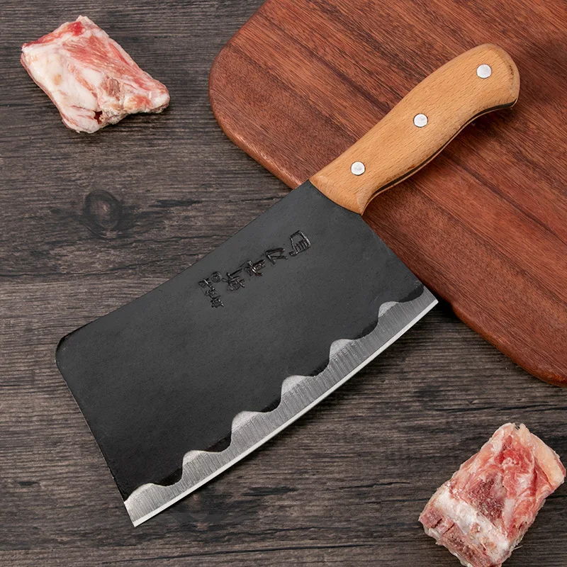 

6mm Thick Blade Manganese Steel Bone Chopping Knife 750g High Hardness Cooking Chooper Knife Pig Cow Sheep Bone Chopping Knife