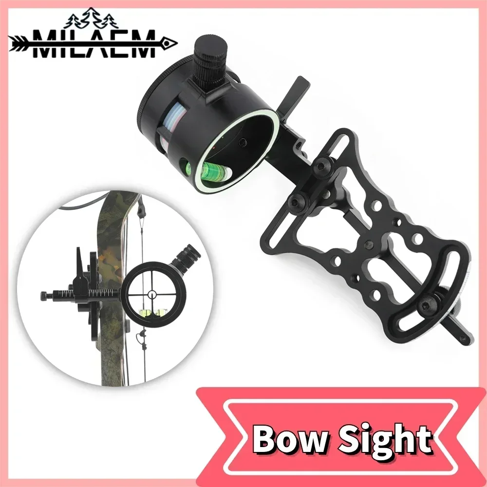 Archery Compound Bow Sight 2 Pin 0.019 Optical Fiber Pin Aviation Aluminum Adjustable Pointer Shooting Aim Outdoor Hunting Sport