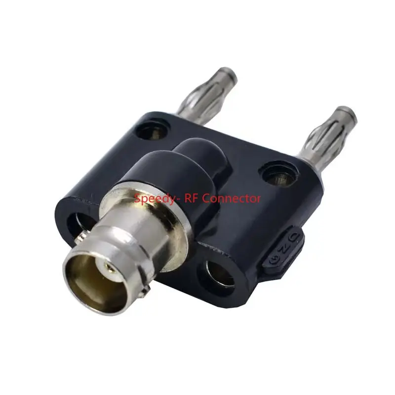 1Pcs Q9 BNC Banana To Two Dual 4mm Banana Male Female Jack Coaxial Connector BNC Tee Type 3Way Splitter RF Adapter High Quanlity