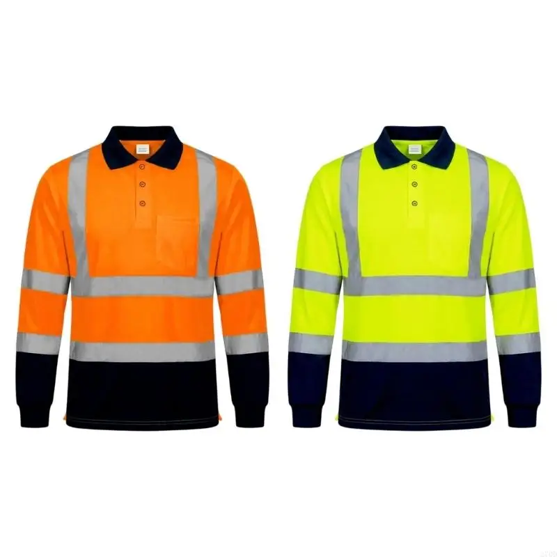 High Visibility Safety Shirts with Reflective Tapes Quick Dry High Vis Construction Work Shirts for Men Women