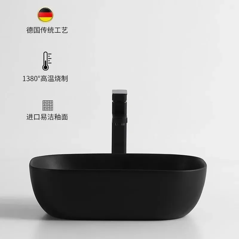 for Simple On-Stage Basin Single Washbasin Black Nordic Light Luxury Small Size for Balcony Household