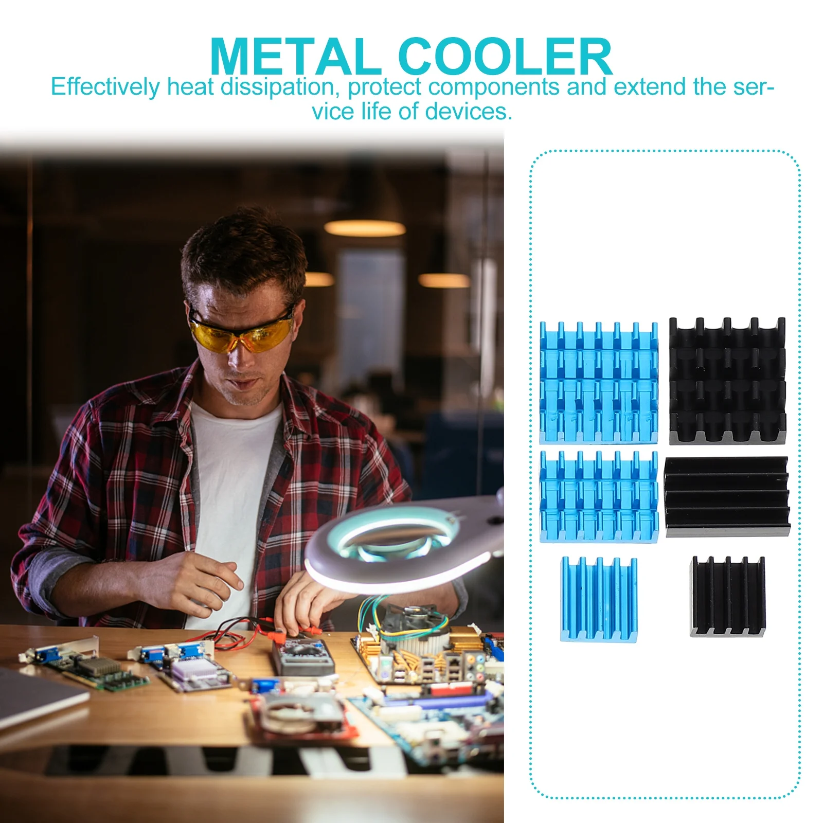 6 قطعة بالوعة الحرارة للوحة الأم الألومنيوم برودة زعنفة Ic رقاقة المبرد عالية الأداء التبريد 4B الجهد المنظم