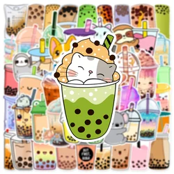 10/30/50PCS INS stylowe słodkie naklejki na Bubble Tea zwierząt kreskówka napój estetyczny dekoracyjna naklejka DIY papeterii telefon butelka wody