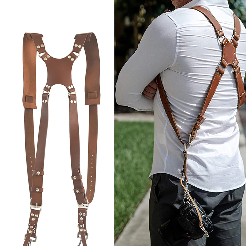 2023 New Camera Strap Leather DSLR Strap Double Shoulder Strap Photography Accessories Camera Harness Strap