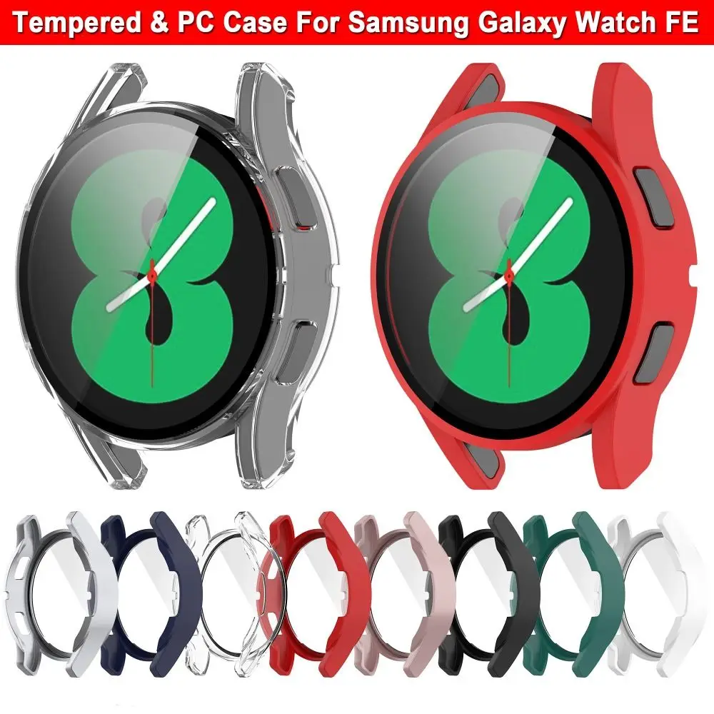 Tempered+PC Protective Case Full Coverage Hard Screen Protector Anti-scratch Accessories Cover Shell for Samsung Galaxy Watch FE