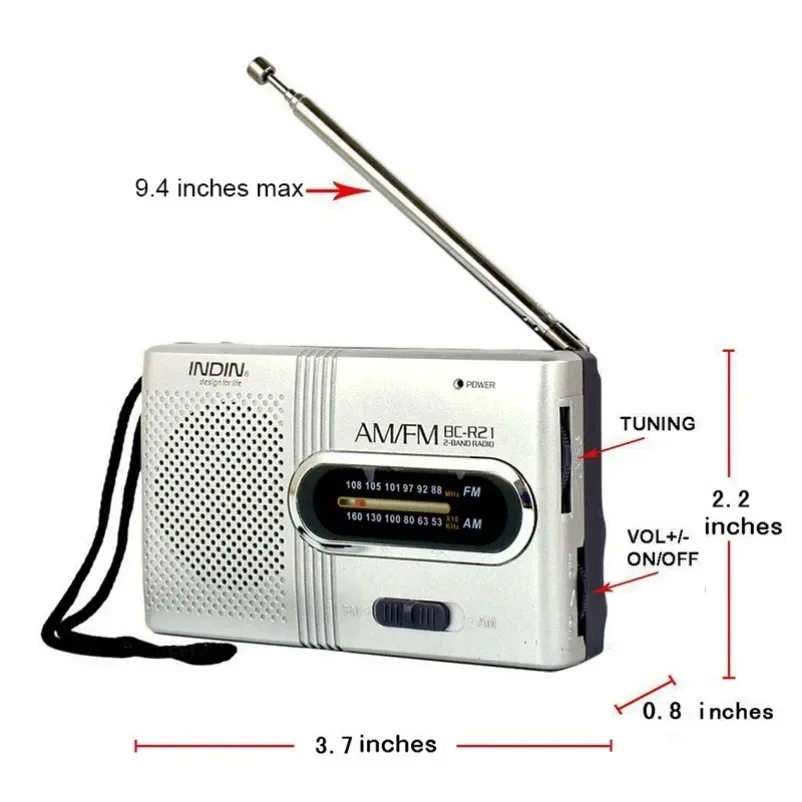 BC-R21 Radio AM FM Battery Operated Portable Radio Reception Long Lasting For Emergency Running Walking Home Radio Player 2025