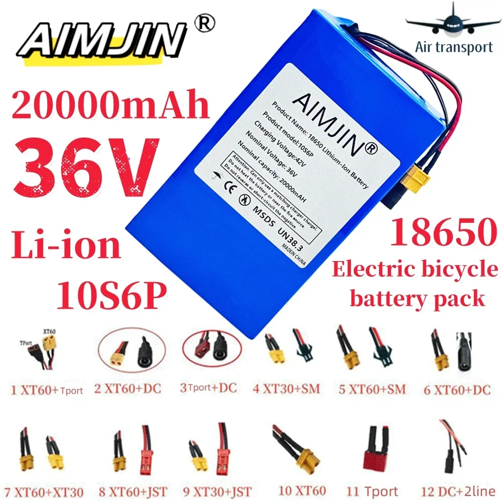 

36V 20000mAh 10S6P 18650 Lithium-ion Rechargeable Battery Pack Built in BMS Suitable for Electric Scooter Battery+42V 2A Charger