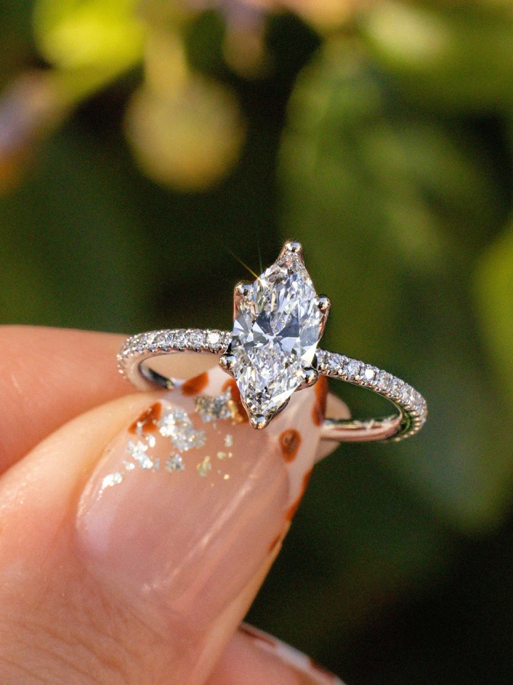 

Stylever 2CT классические обручальные кольца с настоящими бриллиантами маркизы для женщин подарок настоящее серебро 925 пробы высшего качества ювелирные изделия