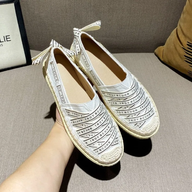 

Fashion Designer Women Shoes Exquisite Handmade Canvas Loafers for Woman Trend Round Head Flat Bottom Casual Shoes Zapatos Mujer