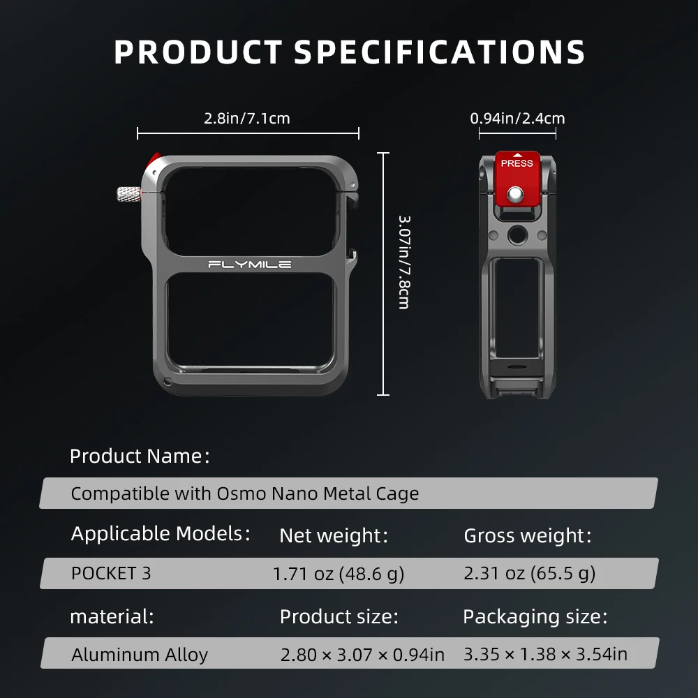 Gabbia in metallo per DJI OSMO NANO Supporto pieghevole a sgancio rapido con custodia protettiva completa per pattino freddo per accessorio DJI NANO ﻿