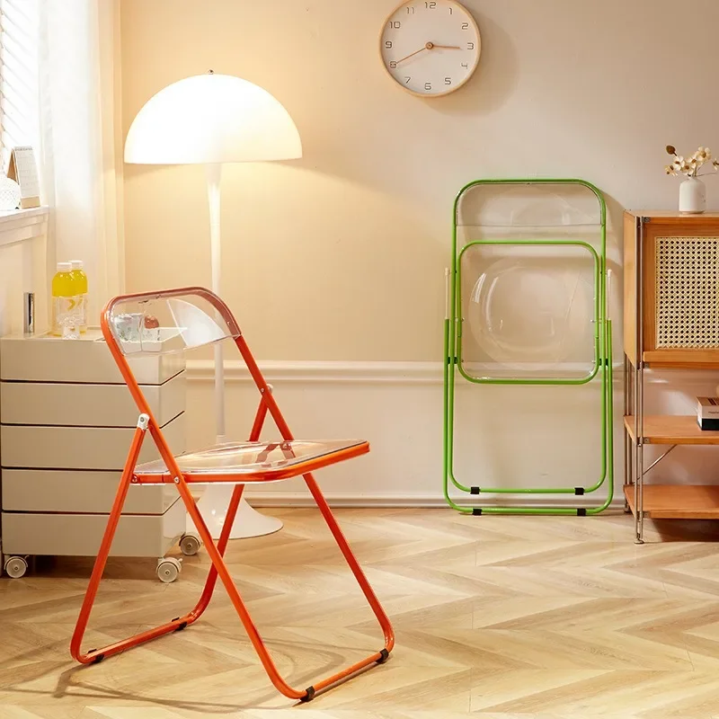 Internet celebrity folding chair acrylic transparent chair completed photo without chair simple folding crystal diningchairstool