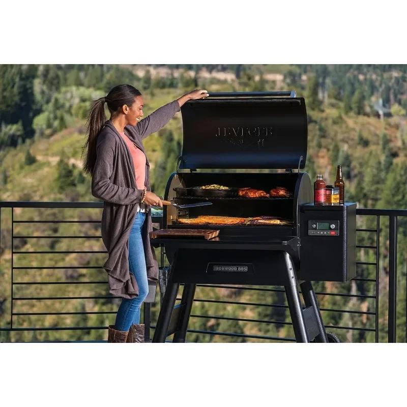 Traeger Grills Ironwood 885 Electric Wood Pellet Grill and Smoker, Black, 885 Square Inches Cook Area,500 Degree Max Temperature