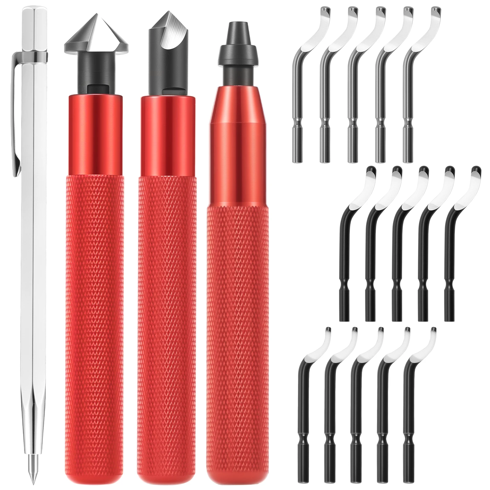 

Deburring Tool and Countersink Hand Reamer Set with 15 Blades Portable Burr Removal Hand Tool for Brass Steel Copper Pipe 3D