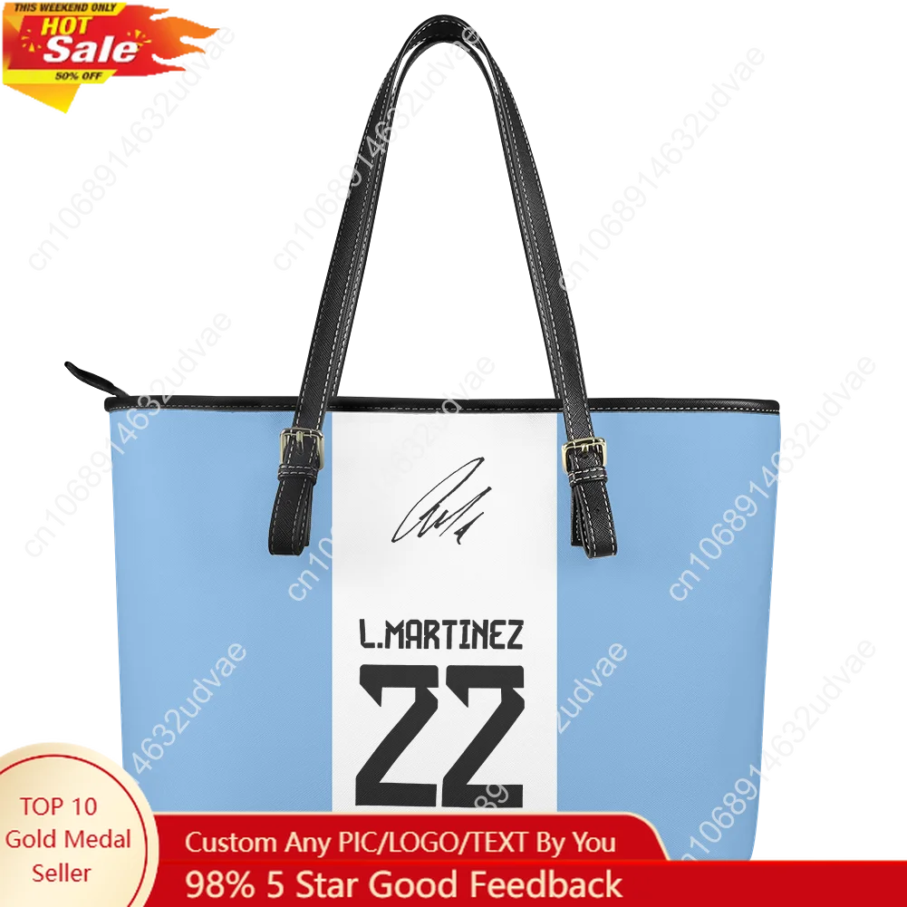 

Lautaro No.10 Tote Bag Purse Womens Mens High Quality Personalized Text Image PU Leather Handbag Argentina Soccer Star Gift Bags