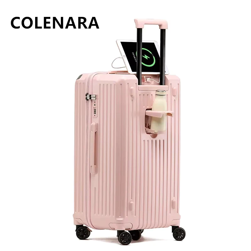 COLENARA Suitcase on Wheels ABS+PC Boarding Box Large Capacity Trolley Case Family Travel Essentials Women's Rolling Luggage