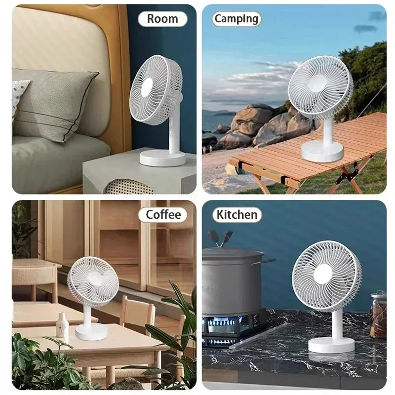 Portable Rechargeable Desktop Fan 8 Inch Mini USB Fan for Home Office Outdoor Camping Ari Cooling Fan with Oscillating Timer