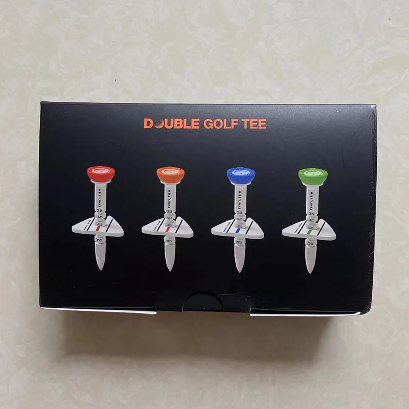 Double Golf TEE Plastic with Original Package Step Down Golf Ball Holder Accessories for Golfer Gift