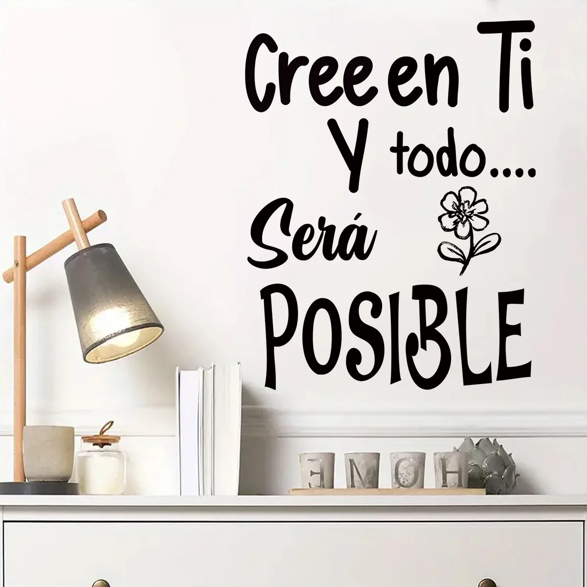 Inspirational Spanish Phrases Create in You and Everything Will Be Possible Wall Sticker for Living Room Bedroom Home Decoration