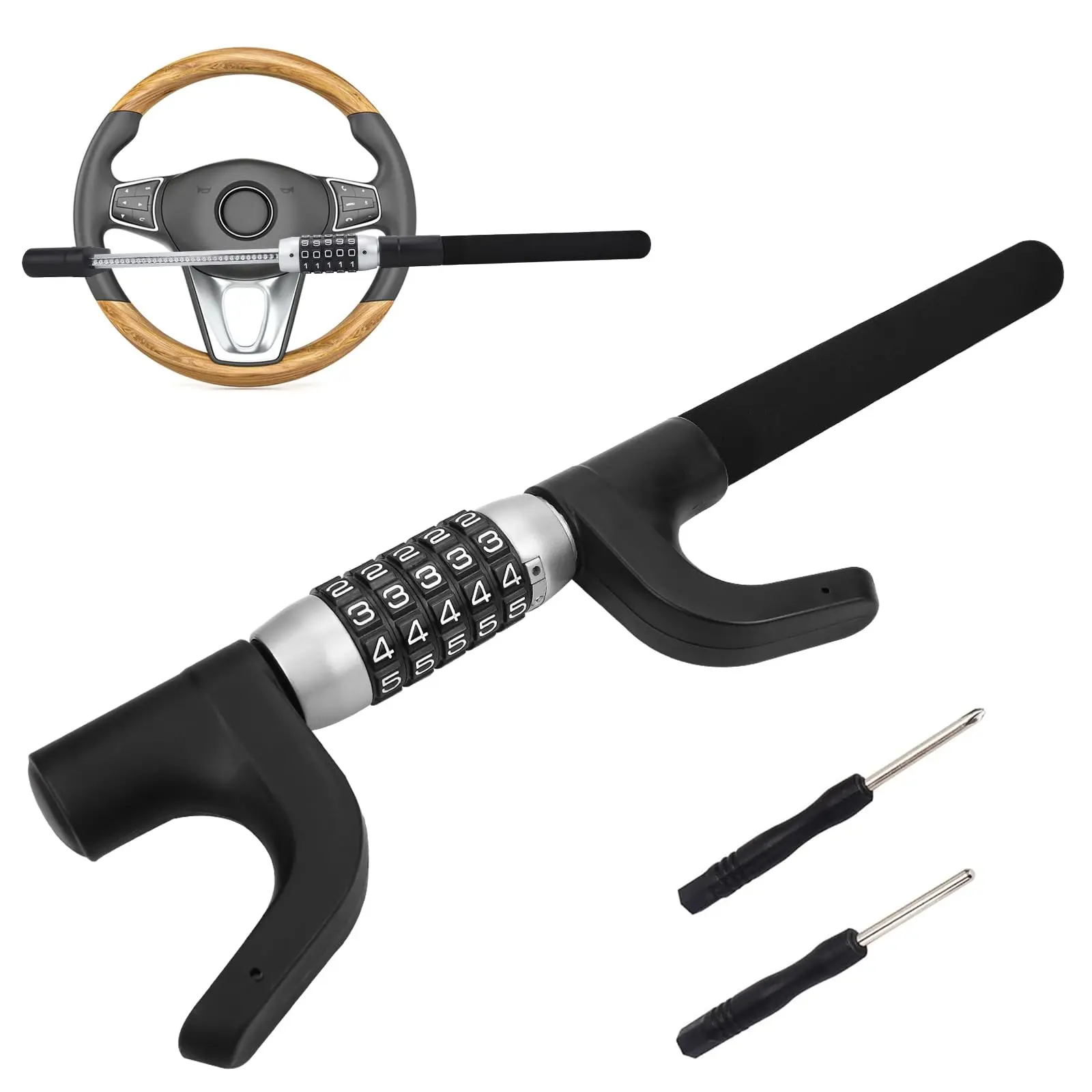 Heavy Duty Steering Wheel Lock With 5 Digit Code Anti-Theft Security Lock For Car Truck Van RV SUV