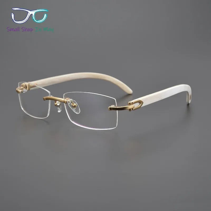 

Natural Horn Handmade Luxury Men and Women Trend Business Anti-blue Light Myopia Presbyopia Frameless Square Glasses Frame