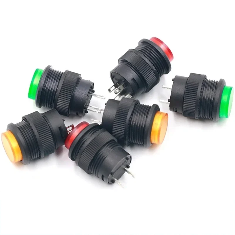 5/20/100PCS R16-503AD/R16-503BD With light LED Push Button Switch Jog Reset Self-Locking Switch Round 4 Pin 2 Pin 16MM  3V