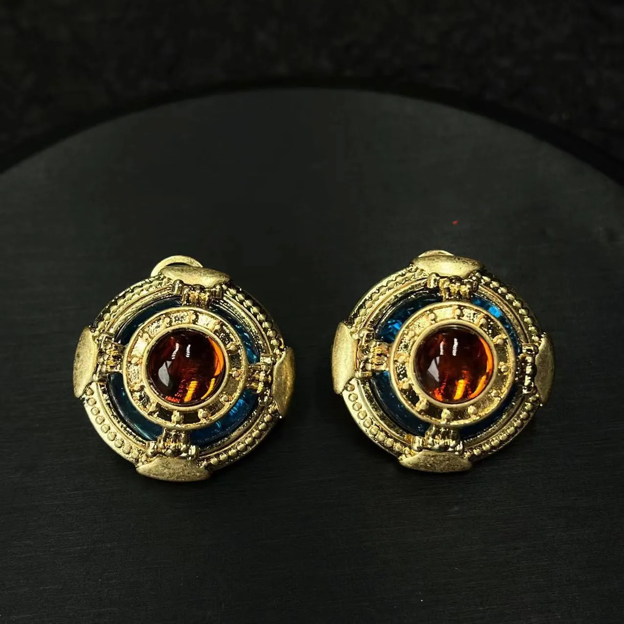 French vintage colored glass earrings