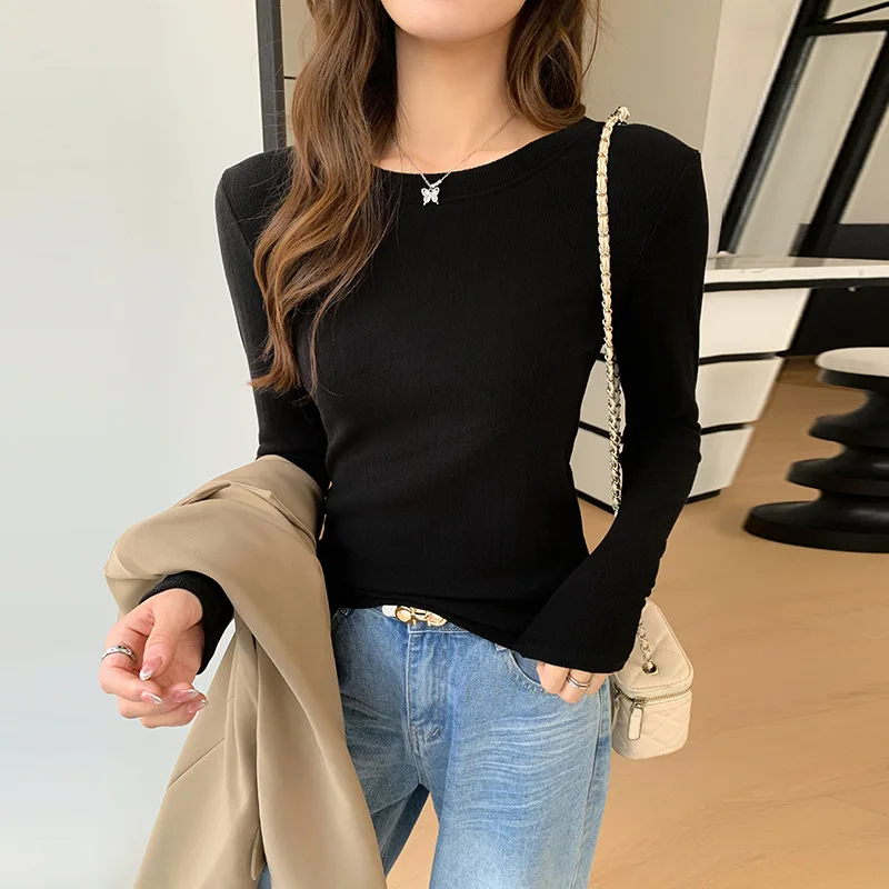 Ladies Lyocell Wool Blend Ribbed Knit Turtleneck Base Layer Shirt  Slim Fit T-Shirt Top for Autumn and Winter