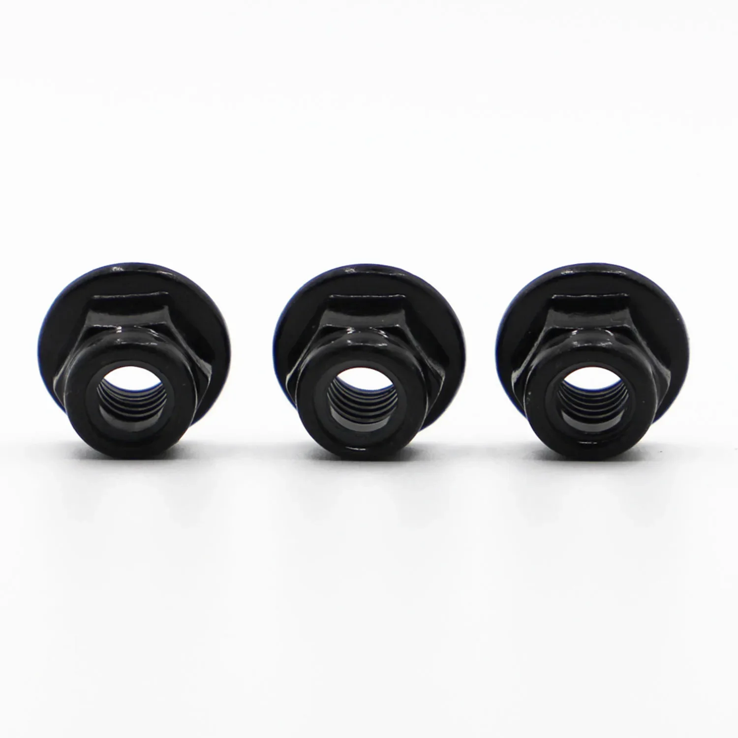 10pcs M3 M4 M5 M6 M8 Black Carbon Steel Hex Flange Nylon Insert Lock Nut Self-locking Nylock Locknut