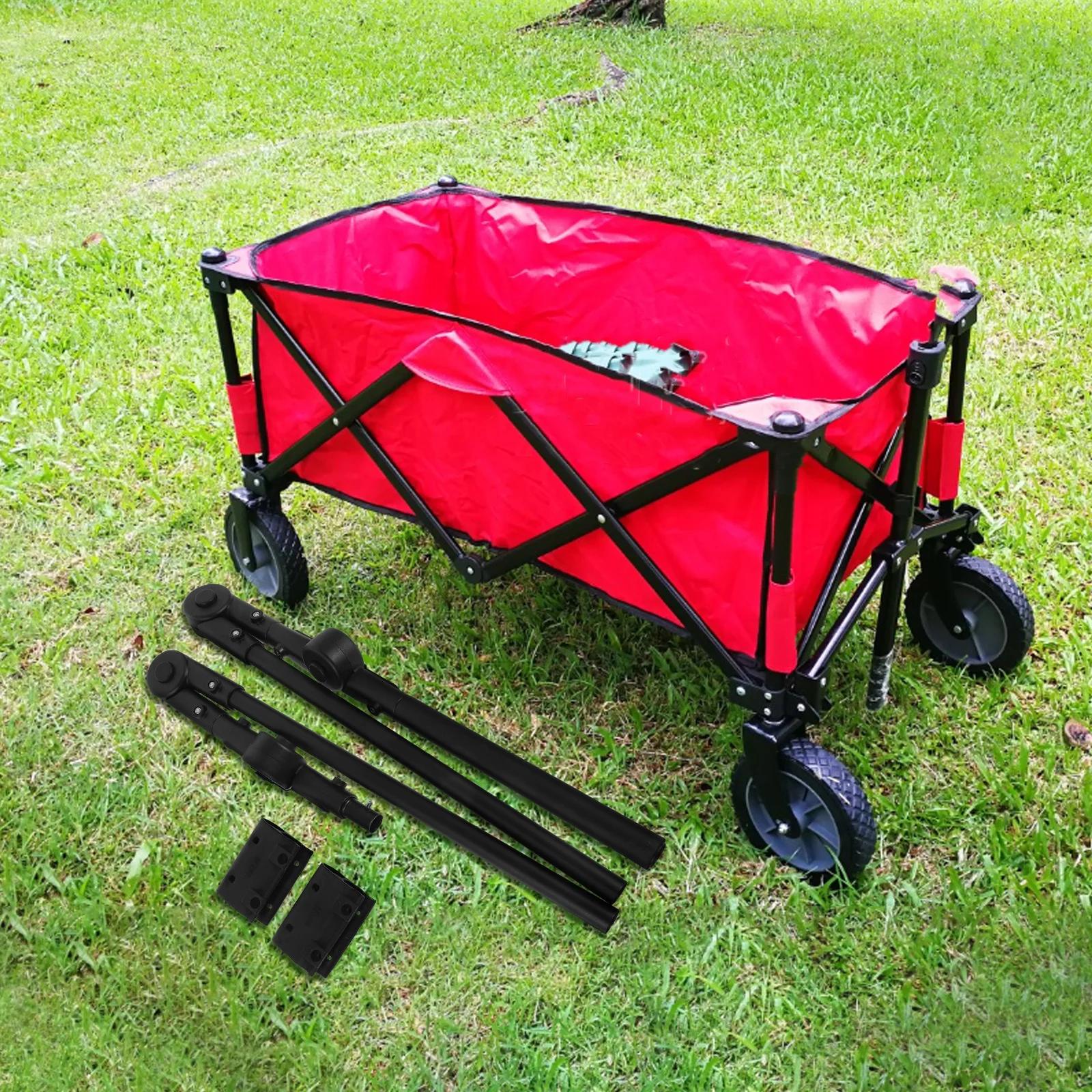 

Camping Wagon Handle Foldable Push Handle Accessory Durable Materials Stable Outdoor Picnic Trolley